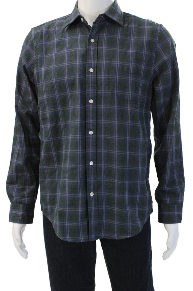 The Men’s Store at Bloomingdale’s Mens Button-Down Plaid Dark Blue Size M