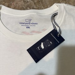 Vineyard Vines Shirt Mens 2XL White Short Sleeve Tee Dog American Flag USA NEW