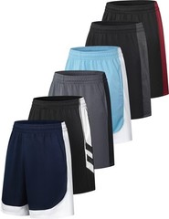 OYGSieg 6 Pack Mens Mesh Athletic Basketball Shorts Gym XX-Large, Seta