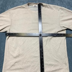 Uniqlo AIRism Oversized T-Shirt Mens Medium Beige Cotton Wide Fit Drop Shoulder