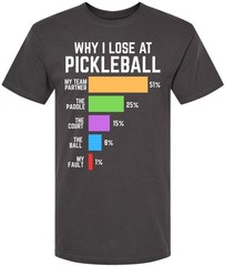 Why I Lose at Pickleball T-Shirt Funny Doubles Player Humor 100% Cotton Tee