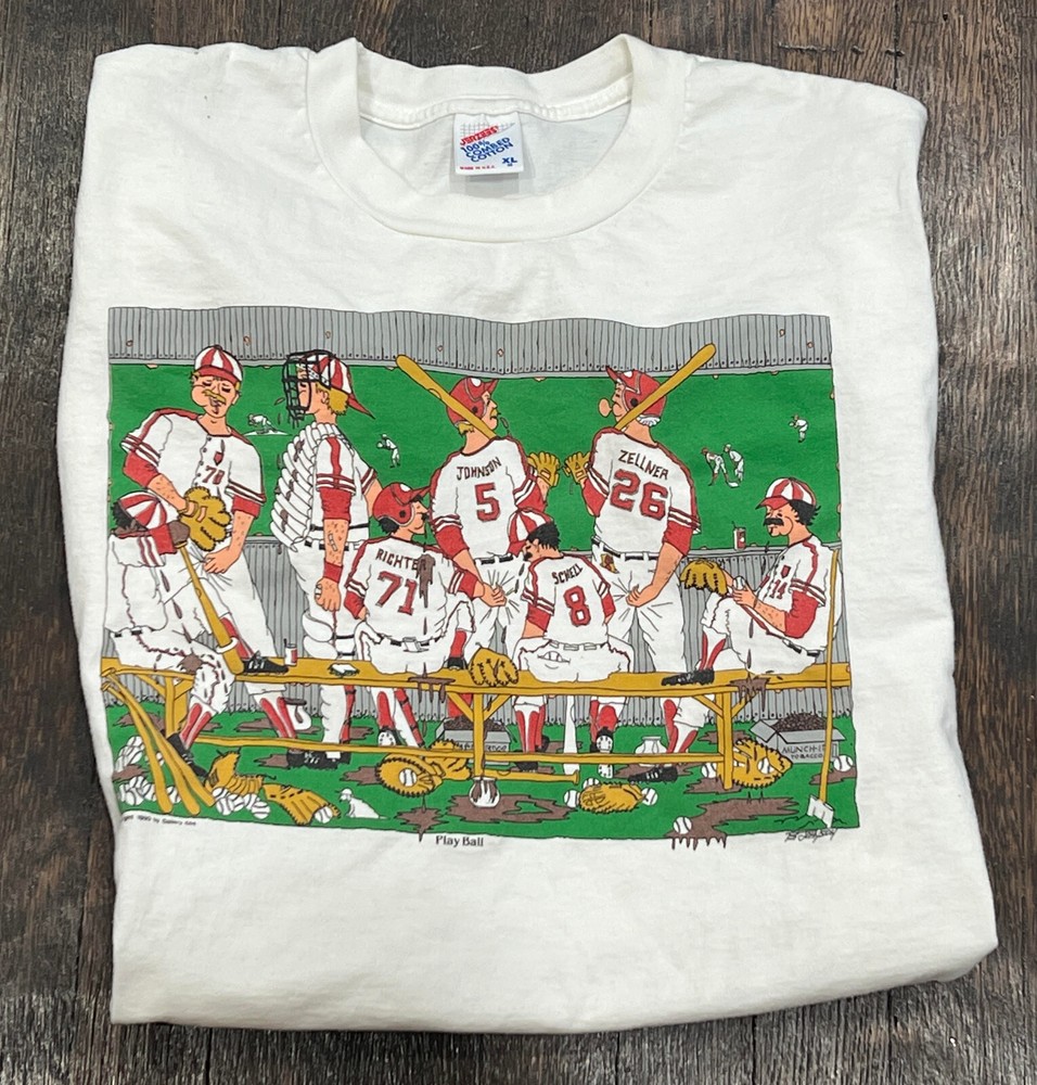 Vintage 90s Baseball Playball 1990s Sports Funny Humor Graphic Tshirt Mens XL