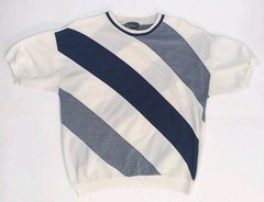 Vintage 80s Jean Michaud Cream Heavy Knit Twill Cotton Short Sleeve Shirt XL