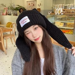 Bunny Ears Hat Beanie with Ears Long Ears Grunge Hat Winter Cap Warm Knit Rab…