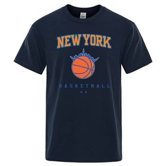 New York Basketball Streetwear Men’s Oversized Breathable Cotton T-Shirt