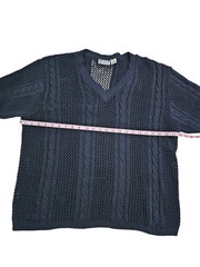 International Male M Sweater Black Cotton Cable Knit Archival Rare Y2K V-Neck