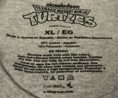 Teenage Mutant Ninja Turtles SS Gray Cotton Graphic Print T Shirt Size XL – New