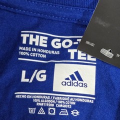 Adidas Men Shirt L/G Blue THE GO-TO TEE Big Logo Long Sleeve NWT