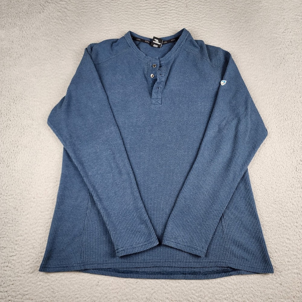 Kuhl Shirt Mens Large Blue Konflikt Henley Long Sleeve Pullover Outdoors Casual