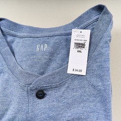 Gap Long Sleeve Henley Shirt Mens XXL Blue Everyday Soft Cotton Poly Blend NEW