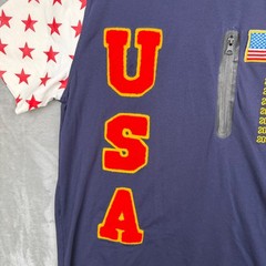 Hudson Outerwear Mens USA Graphic T-Shirt Navy Blue Red Star Sleeve XL