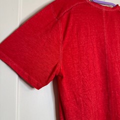 ELEVENPARIS Semi Sheer Raw Neckline and Hem Red Crewneck Tee Men’s Medium
