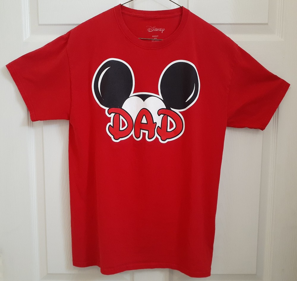 Disney Mickey Mouse T Shirt Red Dad Size Medium 38/40 Cotton Excellent