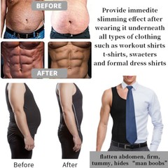 Mens Vest Tops Slimming Body Shaper Corset Abdomen Compression Exercise Sports