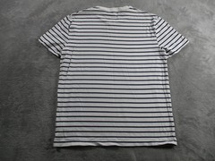 Polo Ralph Lauren Shirt Mens Medium White Navy Striped Custom Slim Fit Logo Tee