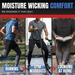 Real Men 28in Nylon Leggings D Pouch Lrg 2pk Blk/Gry Thermal Base Layer Men C…