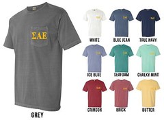 Sigma Alpha Epsilon Fraternity Letters COMFORT COLORS POCKET Shirt SAE – NEW