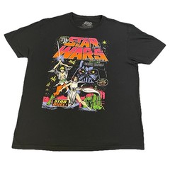 Star Wars Comic Book Art T-Shirt Mens Large Movie Luke Skywalker Darth Vader Y2K