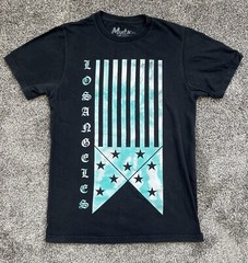 Los Angeles Men’s US American Flag Graphic T-Shirt Black Green White Size Small