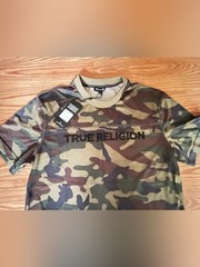 True Religion Oversized mesh t-shirt camo print crew neck collar Size Small BNWT