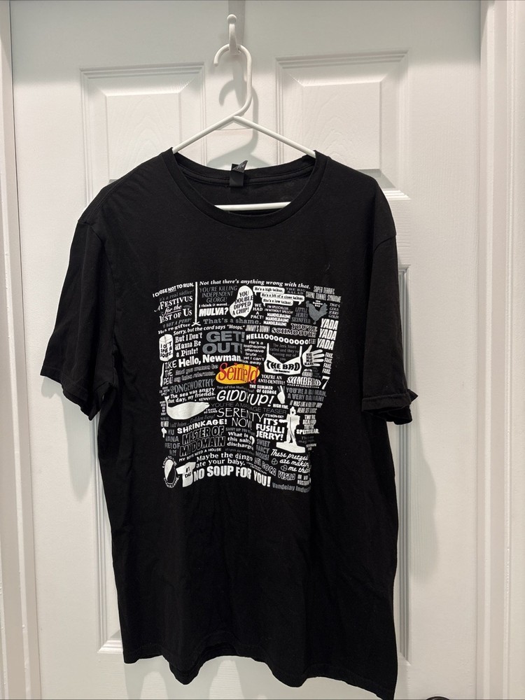 Seinfeld Quotes Catchphrases & Logos Black T-Shirt – Size XL