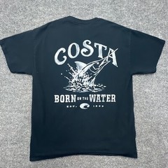 COSTA DEL MAR T Shirt Mens Medium Black Short Sleeve Born On The Water Marlin