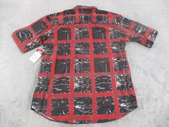 Vintage Mecca Shirt Short Sleeve Mens Medium Button Down Check Red Black AOP NWT