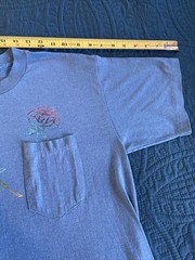 VTG 90’s Blue Womens pocket T-shirt, crewneck, rose themed, medium