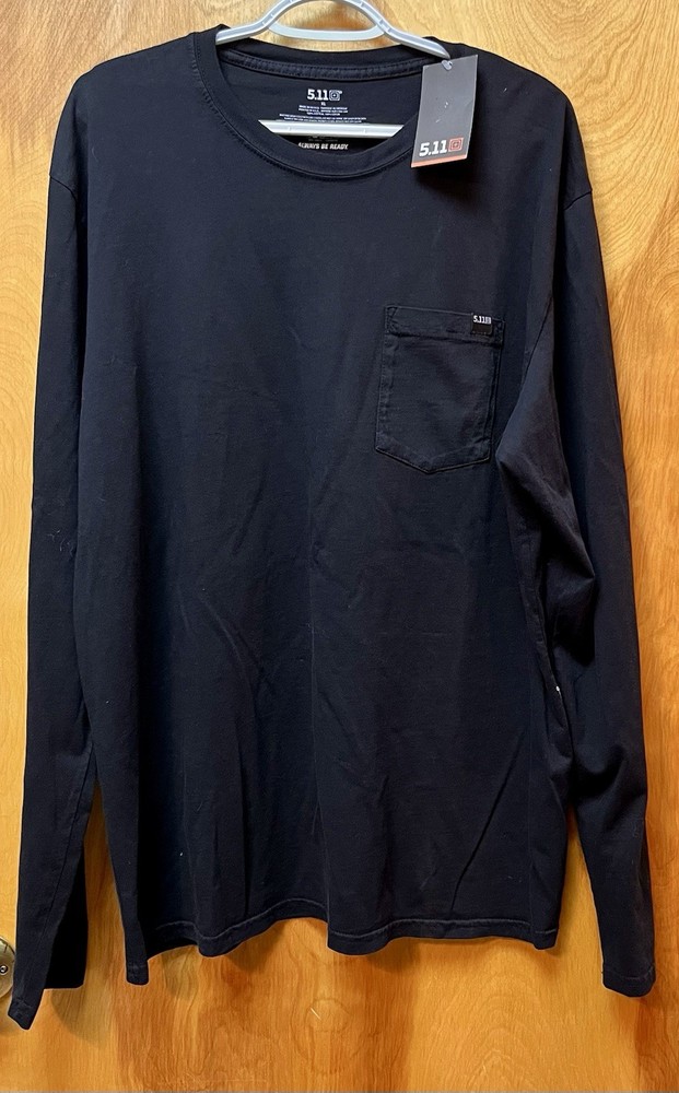 5.11 Tactical Brand NWT Men’s Long Sleeve Black Shirt w/ Breast Pocket Size XXL