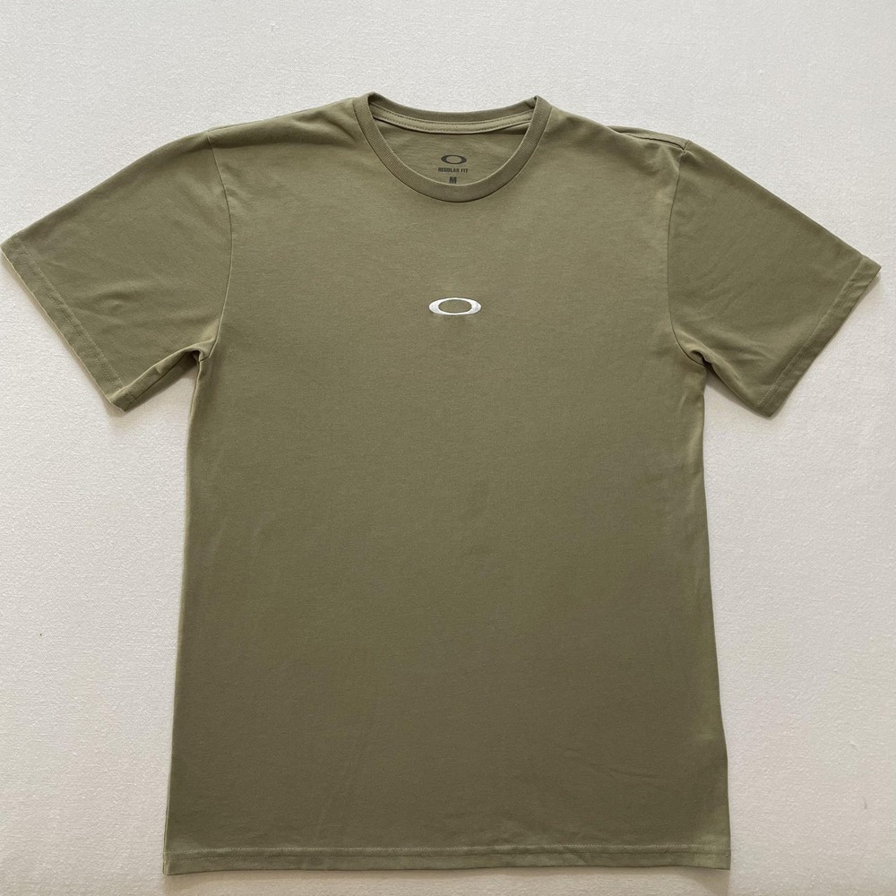 Oakley Shirt Mens Medium Olive Green Ellipse Cener Logo Tee Gorpcore Made USA
