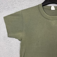 VTG Army Green T Shirt Single Stitch Olive MZRS 16.5” PTP Military Distress 70s