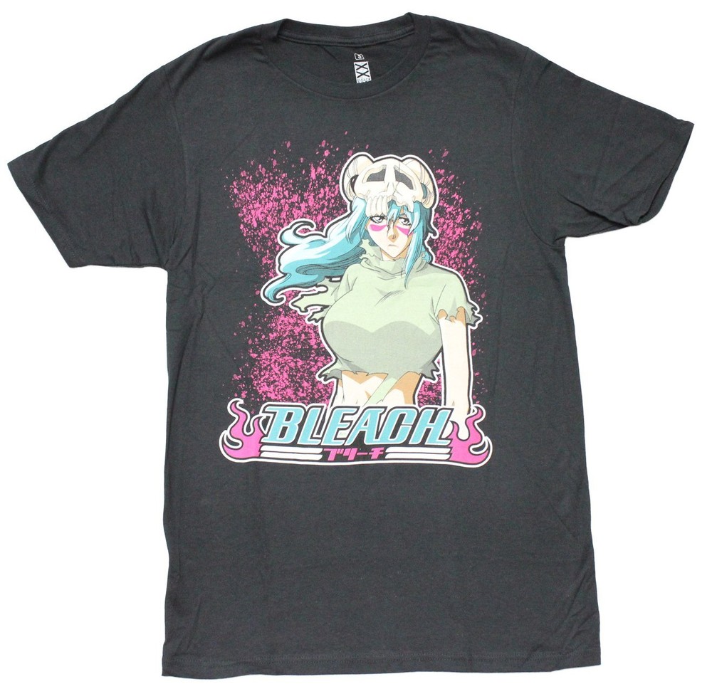 Bleach New Adult T-Shirt – Nel Posed In Front of Pink Splatter