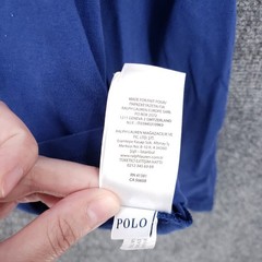 Polo Ralph Lauren Hooded T Shirt Mens L Large Blue Long Sleeve Drawstring Pony