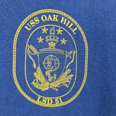 Jerzees USS Oak Hill LSD 51 Mustangs Navy T-Shirt Graphic Print Short Sleeve Med