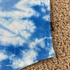 DIKOTOMY Blue White Tie-Dye Hooded Skeleton Flamingo Graphic T-Shirt Mens L