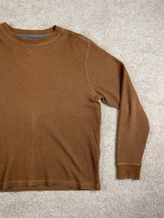 Members Mark T-Shirt Mens Large Ribbed V-Notch Thermal Waffle Knit Brown