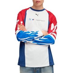 PUMA Bmw M Motorsport Graphic Crew Neck Long Sleeve T-Shirt Mens Blue Casual Top