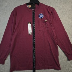 Dickies Heavyweight SHIRT Mens MEDIUM Red Burgundy Work Relaxed Long Sleeve NWT