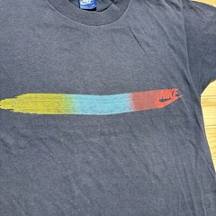 Vintage 80s Nike Blue Tag Rainbow Spellout Logo Shirt Size Medium RARE