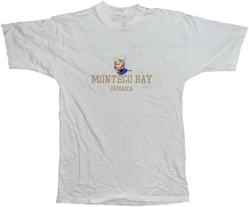 HEFTY Montego Bay Jamaica T-Shirt | No Size *Flaw* See Pics! 🍀