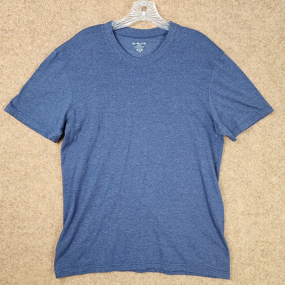 Evolve Men T-Shirt Medium Blue Heathering Short Sleeve Crew Neck Activewear