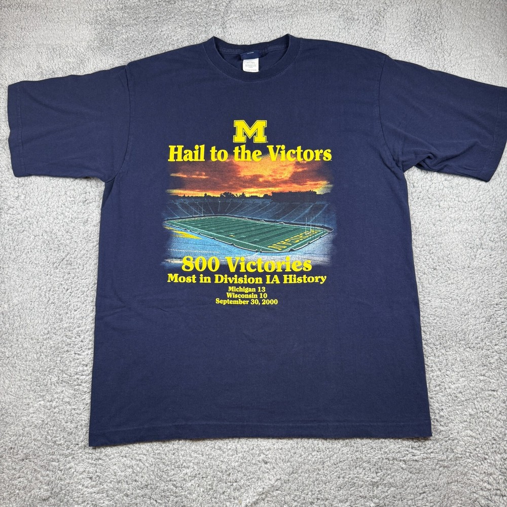 Vintage University Of Michigan 800 Victories MI vs WI Sep 2000 Y2K Shirt NCAA XL