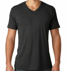 2 Pack Men’s T shirt -Next Level Tri-Blend V-neck tee shirt Vintage Black #6040