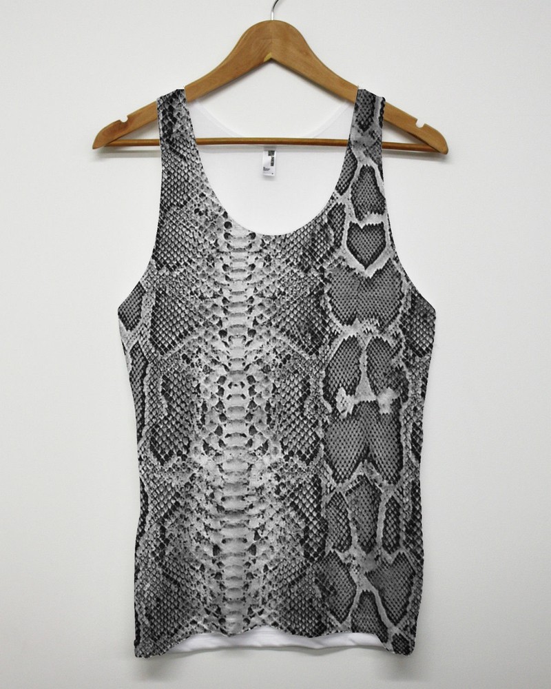 Grey Snake All Over Vest Graphic Pattern Top Tank Summer Indie Hipster Grunge