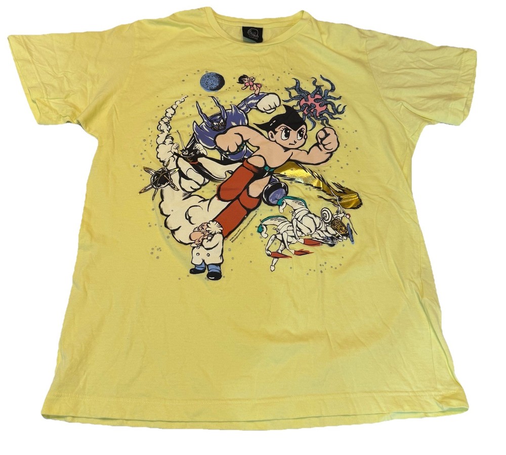 Rare Astro Boy Atom Tee T Shirt by Tezuka Production Japan Anime Yellow Large 💎