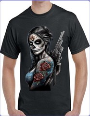Sugar Skull Catrina Black Men’s T-Shirt Small To 3X-Large Style 13