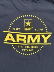“United States Army Ft Bliss, TX 1775” Double Sided Black T Shirt – Sz XL – NWT
