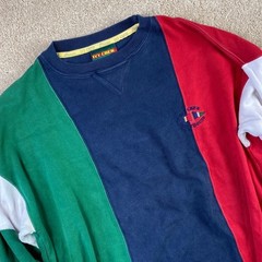 Ivy Crew Boathouse Colorblock Shirt Mens Large Vintage 90s Nautical Navy Red