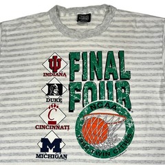 Vintage Print A-Shirt 1992 NCAA Final Four Win Cities Striped T-Shirt Size XL