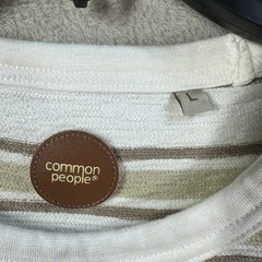 Common People Striped Textured Short Sleeve Shirt Men’s L Cotton Relaxed Fit